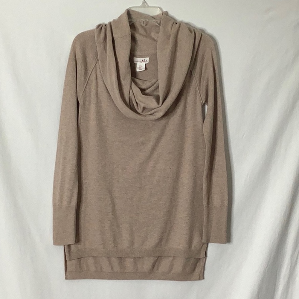 Shrinking Violet Beige Cowl Neck Knit Sweater Top Size M